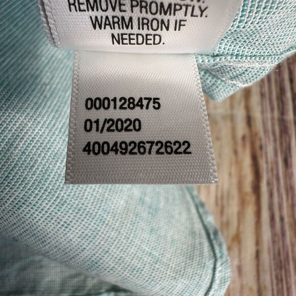 NEW Sonoma Aqua Shore Linen Blend Button Dress Shirt Size X Large Short Sleeve - Picture 8 of 9